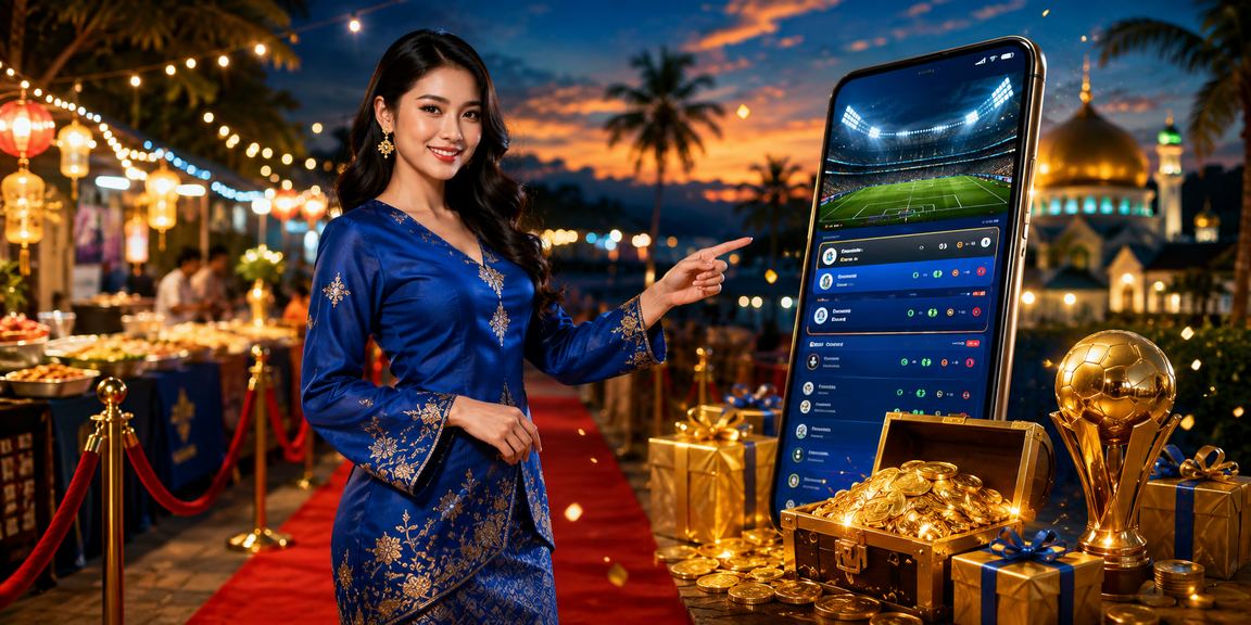 Pemain Malaysia menggunakan telefon pintar untuk bertaruh dengan pakaian tradisional baju kurung