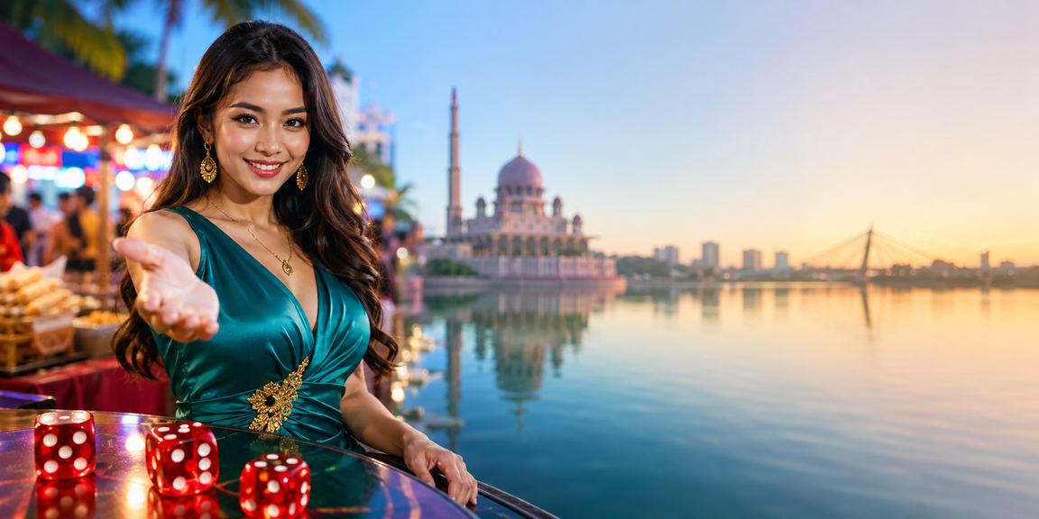 Permainan dadu seru di Putrajaya dengan latar belakang bandar moden